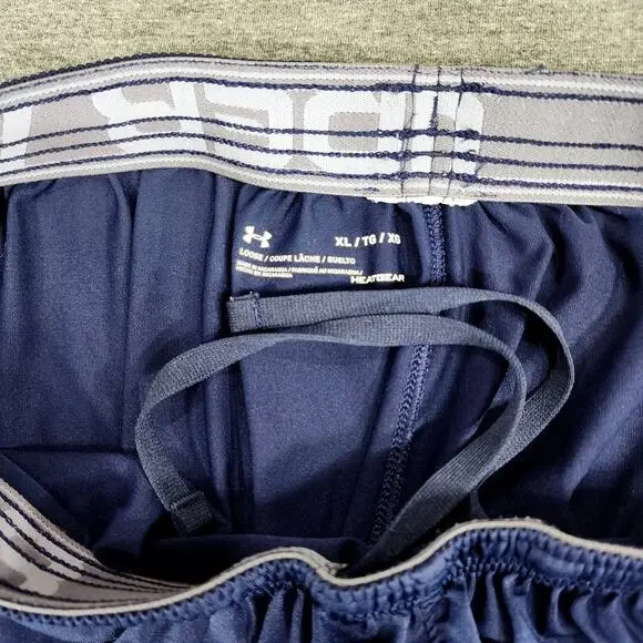 2 Pair Under Armour Shorts sz XL Men Loose Fit Blue White Freedom Spellout 9-10" - Picture 3 of 12